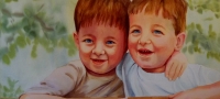 Twins at Three, watercolor
